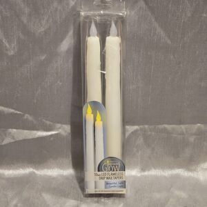 10 In. LED Flameless English Gardens Drip Wax Taper Candles - Everlasting Glow